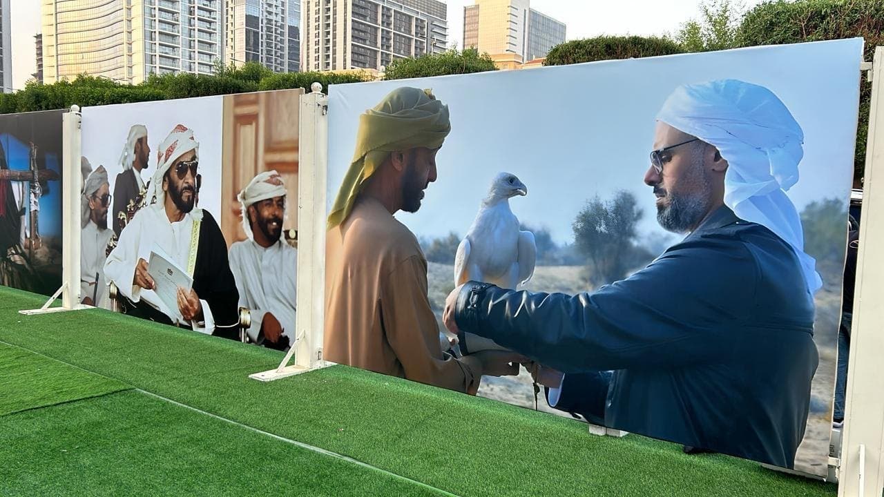 An outdoor heritage exhibition on the lawn